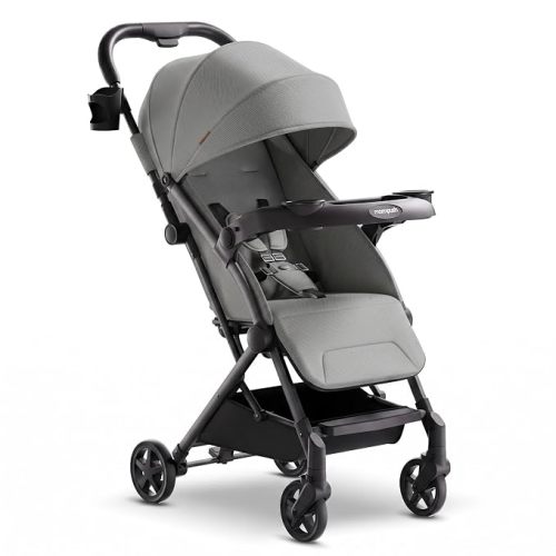 Mompush Lithe V2 Lightweight Travel Stroller Snack Tray Included, Grey
