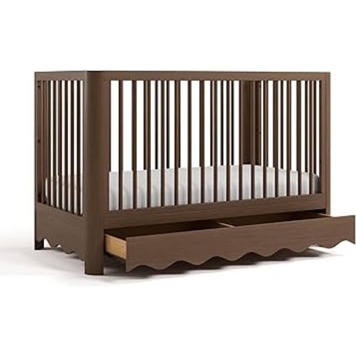 Storkcraft Casablanca Convertible Crib with Drawer and Toddler Guardrail (Hazelnut) – GREENGUARD Gold Certified, Toddler Bed Conversion Kit Included, Fits Standard Crib Mattress, Crib with Storage