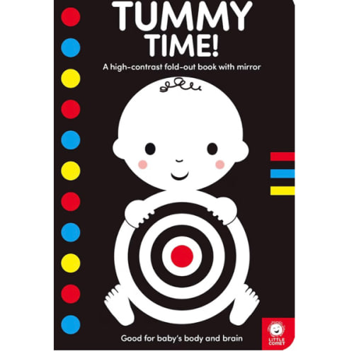 Tummy Time!: A High-Contrast Fold-Out Book with Mirror for Babies