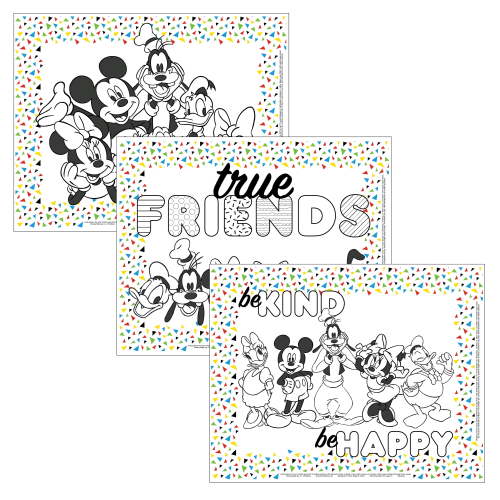 Disney Baby by J.L. Childress ColorMe Disposable Placemats - Stick on Placemats for Baby, Toddlers, & Kids, 24 Pack - Mickey & Friends