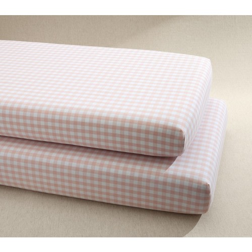 Gingham Organic Crib Fitted Sheet 2 Pack