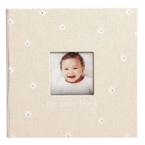 Pearhead Linen Daisy Print Baby Memory Scrapbook