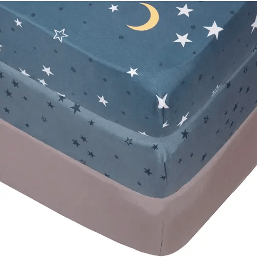 Belsden 3 Pack Microfiber Durable Crib Sheets Fitted, Silky Soft Smooth Breathable Baby Sheets Set, 28''x52 Fits Standard Crib and Toddler Mattresses, Moon & Star & Grey