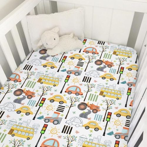 Sea Ocean Baby Crib Sheets 52''x28'' Pirates Ship Compass Anchor Rudder Snug Fitted Crib Mattress Cover for Boy Girl Nautical Life Soft Nursery Bed Sheets for Standard Crib and Toddler Mattresses