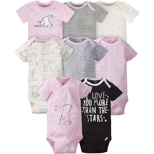 Gerber baby-girls 8-pack Short Sleeve Onesies Bodysuits