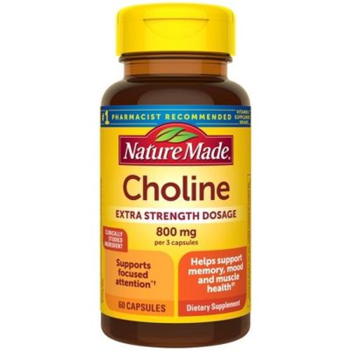 Nature Made Choline Capsules - 60ct: Gluten-Free, Dietary Supplement, 800mg Choline Per Serving