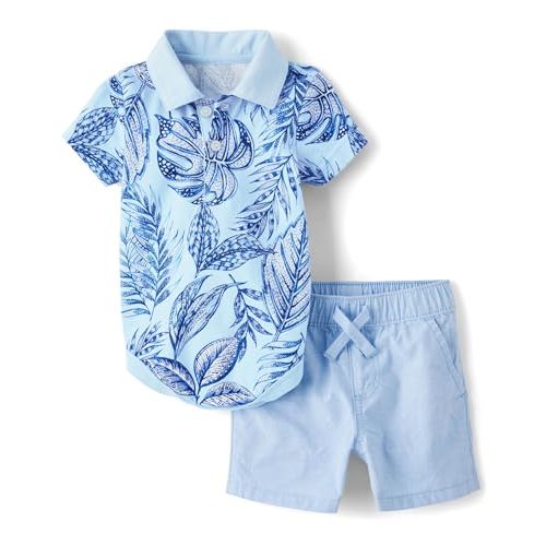 The Children's Place baby-boys And Newborn Short Sleeve Button Down Shirt and Shorts 2 Piece Set