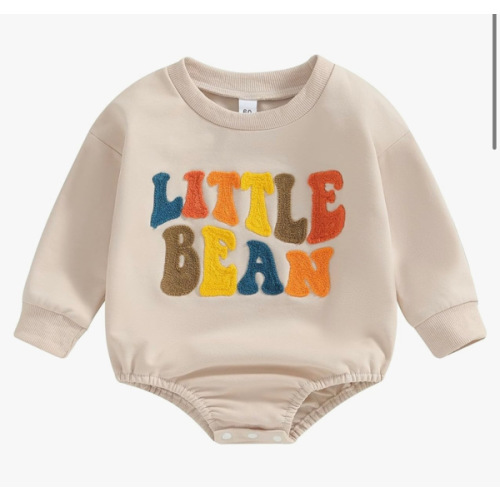 VISGOGO Newborn Baby Girl Boy Bubble Romper 3 6 9 12 18M Onesie Sweatshirt Long Sleeve Oversized Fall One-Piece Bodysuit