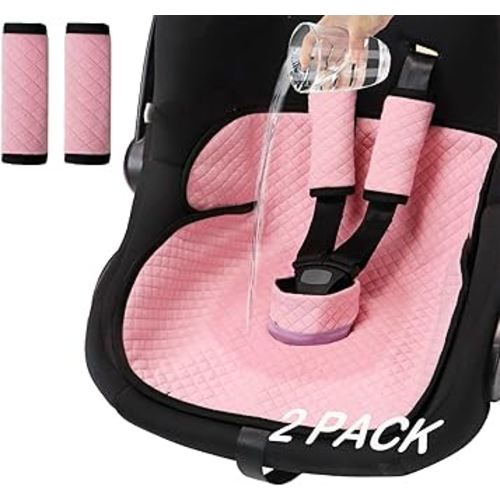 2 Pack Baby Potty Training Car Seat Protector, Waterproof Car Seat Liner for Potty Training Toilet, Baby Infant Toddler Piddle Pad Fits for Carseat, Stroller, Highchair - 2 Pack, Pink