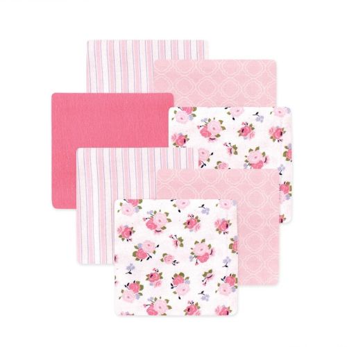 Little Treasure Luvable Friends Girls Cotton Poly Flannel Receiving Blankets Multipack, Pink Garden, 30x30 inches