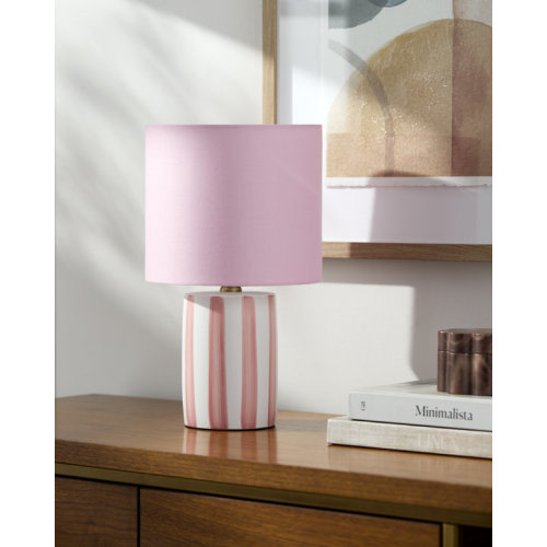 Ebern Designs Ceramic Standard Table Lamp with Linen Drum Shade & Reviews | Wayfair