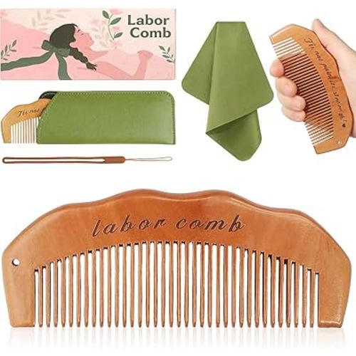 Birth Comb for Labor Pain, Natural Wooden Labor Combs for Women Pregnancy, pregnancy hospital bag essentials＆Delivery Essentials, Baby Comb ＆ Shower Comb for New Mom Gifts