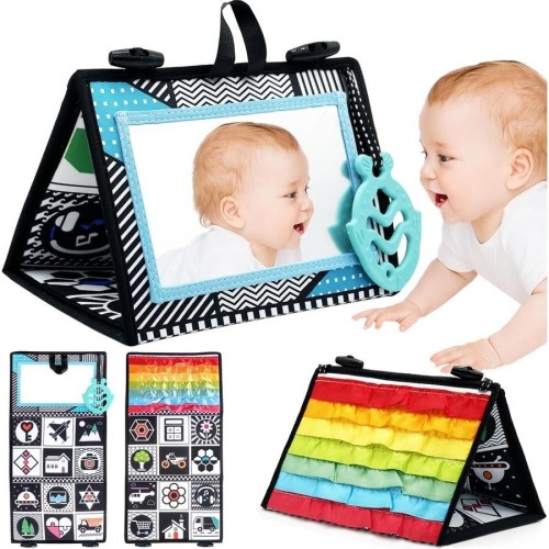 Tummy Time Mirror Toys for Babies - High Contrast Montessori Infant Toys