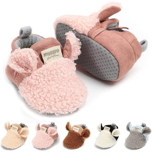 Baby Booties for Boys Girls with Soft Lining Non Slip Gripper Newborn Infant Slipper Socks Toddler First Walker Crib Shoes 0-18 Months