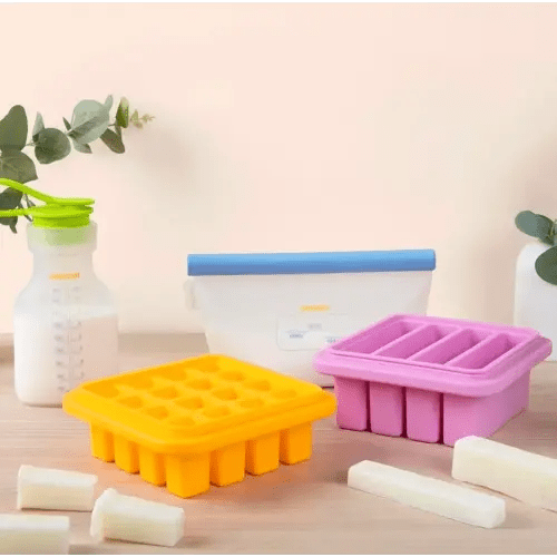 Breastmilk Storage Reusable Freezer Trays with Lid l Baby Food Cube 4pcs Complete Kit l 16 and 4-cubes Silicone Trays l Ultra Leak-Proof Breastmilk Kit l Reusable Bags