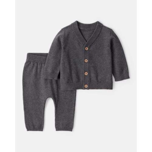 Baby Boy 2-Piece Cotton Long-Sleeve Cardigan & Pant Set - Grey | Carter's