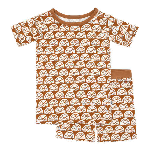 Rust Rainbows Two-Piece Short Sleeve & Shorts Pajama Set - Little Sleepies