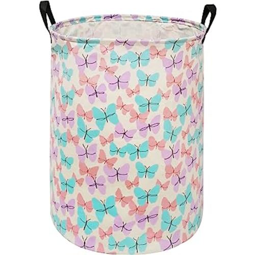 Storage Bins Toys Box Kids Baby Hamper Waterproof Laundry Basket Canvas Collapsible Gift Organizer Bin for Home/Dorm/Kitchen/Pet/Office/Closet/Shelf/Gift Baskets(Butterfly)