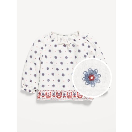 Long-Sleeve Embroidered Double-Weave Top for Baby | Old Navy