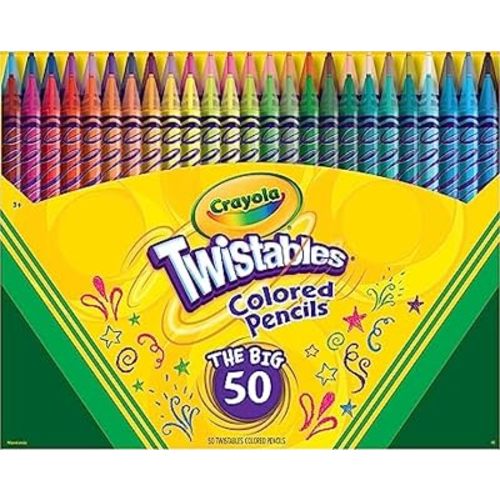 Crayola Twistables Colored Pencil Set (50ct), Cool Back to School Supplies for Kids, No Sharpen Colored Pencils for Girls & Boys, 4+ [Amazon Exclusive]