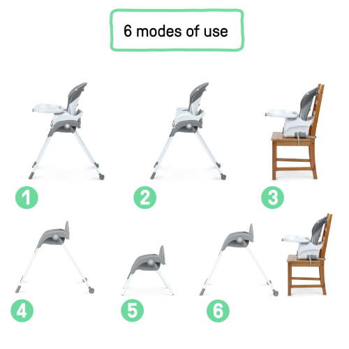 Ingenuity Trio Foldaway 6-in-1 Baby High Chair, 6 Ways to Use, 6M-5Y - Endless Blooms