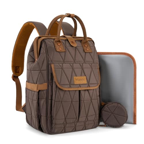 Montana West Wrangler Diaper Bag Backpack Baby Essentials Bag Quilted Travel Backpacks with Insulated Pockets, Portable Changing Pad, Stroller Straps, Pacifier Case