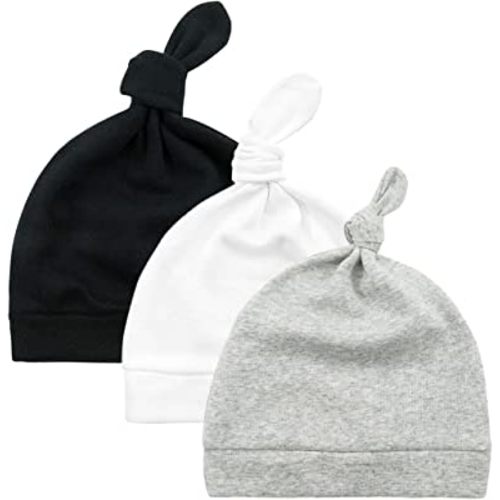 Durio Newborn Hats - Soft Adjustable Infant Hat 0-6 Months for Boys Girls Baby Sleep Cap Multi-Pack