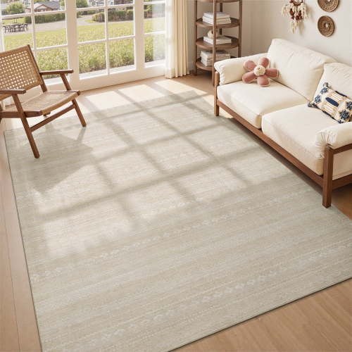 VUNATE 8'x10' Rugs for Living Room Washable Rugs Boho Moroccan Large Area Rug Soft Neutral Geometric Bohemian Carpet Distressed Indoor Rug for Bedroom Dining Room Office Foldable Nonslip Rug Beige