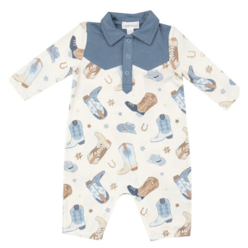 Angel Dear Infant Boys' Boot Conversation Print Long Sleeve Onesie | Sheplers