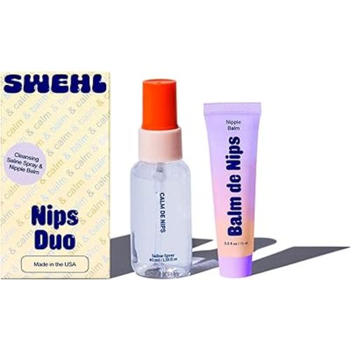 Nipple Cream For Breastfeeding - Nips Duo by Swehl | Includes Protective Spray (1.35 oz) & Soothing Balm (0.5 oz) | Safe for Nursing | Baby Shower Gifts for New Moms | Baby Registry Must-Have