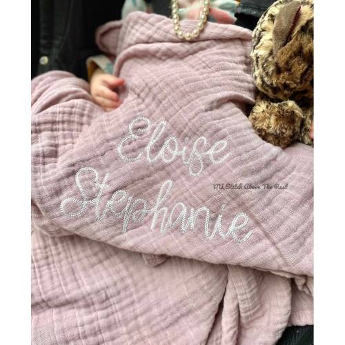 Personalized Muslin Baby Swaddle Blanket: Embroidered Name