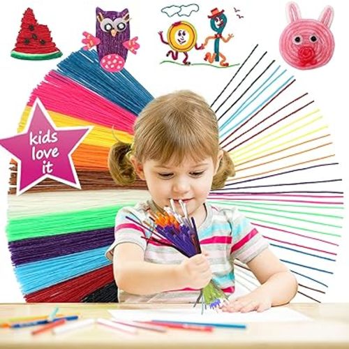 500pcs Wiky Sticks Art Crafts Wax Yarn Sticks Bendable Camping Essentials for Kids Toddlers Travel Road Trip Activities Perfect Handicraft Christmas Gift