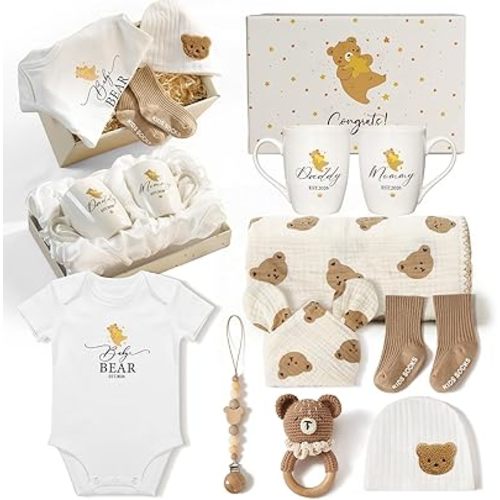 AW BRIDAL 11Pcs Gender Reveal Gifts, Baby Shower Gift Baskets for Boy Girl