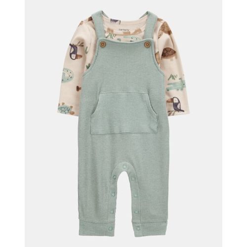 Baby Boy 2-Piece Long-Sleeve Tee & Waffle Knit Coverall Set - Green | Carter's