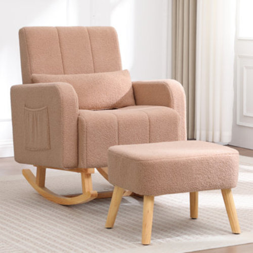 George Oliver Upholstered Teddy Rocking Chair And Ottoman Ensemble | Wayfair