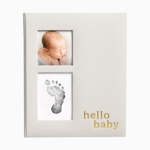 Pearhead Hello Baby Gray Linen Baby Book