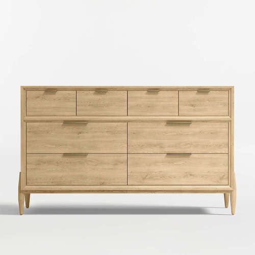 Bodie 54" Natural Oak Wood Wide 8-Drawer Kids Dresser