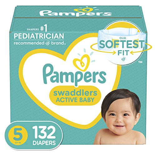 Pampers Swaddlers Disposable Baby Diapers, One Month Supply, Size 5, 132 Count