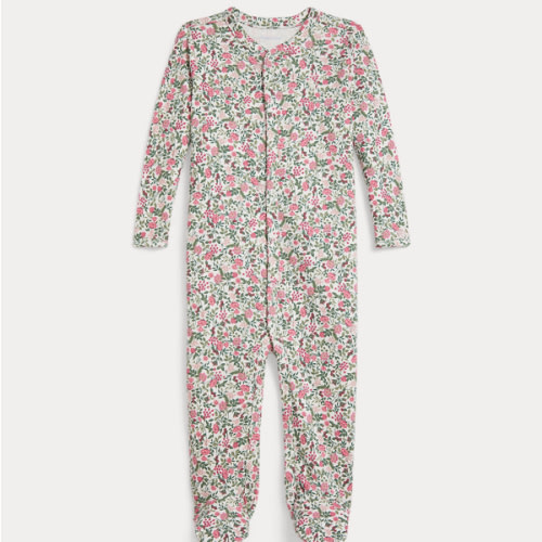 Floral Cotton Interlock Footed Coverall