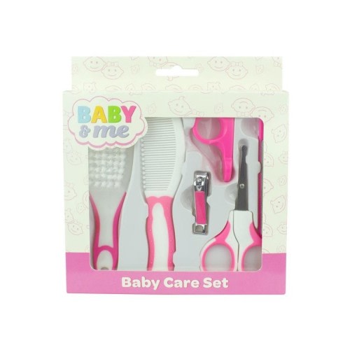 Baby & Me 6 Piece Pink Grooming Set with Brush Comb Clipper and Scissors