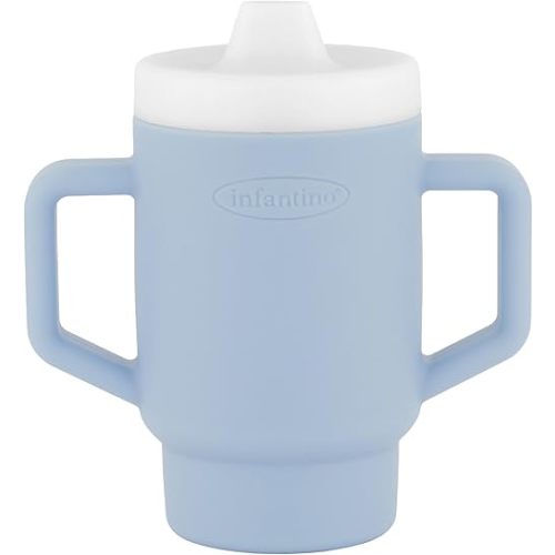 Infantino My 1st Tiny Tumbler, Silicone Sippy Cup with Straw & Handle, Spill-Resistant Baby Cup for On-the-Go, BPA-Free Transition Cup, Clarity