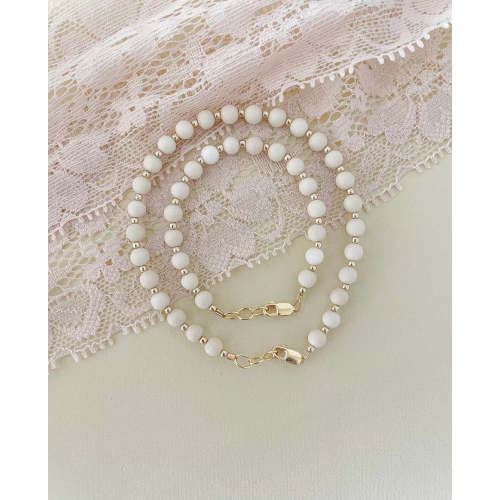 Mommy & Me Gold & Tan Bracelet - 14K Gold Filled | Reverie Threads