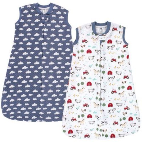 Hudson Baby Infant Boys Premium Quilted Sleeveless Sleeping Bag and Wearable Blanket, Boys Farm Animals, 6-12 Months