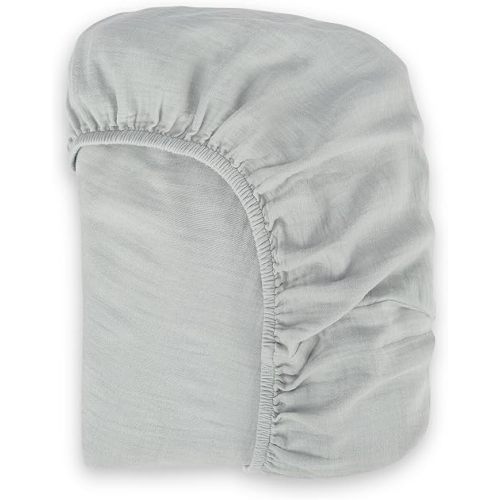 Bioweaves Organic Cotton Muslin Bassinet Sheet, GOTS Certified Extra Soft Fitted Sheet, Universal Fit for Oval Baby Bassinet Mattresses, 33" x 17", 4 Inch Pocket, Hint of Mint