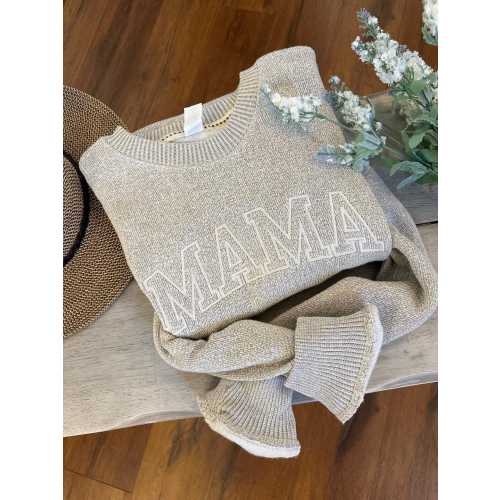 Personalized Soft MAMA Pullover Sweatshirt - Mama Knit Fleece Sweater - Gifts for Mom - Baby Shower Gift - Minimalist Mom Crew