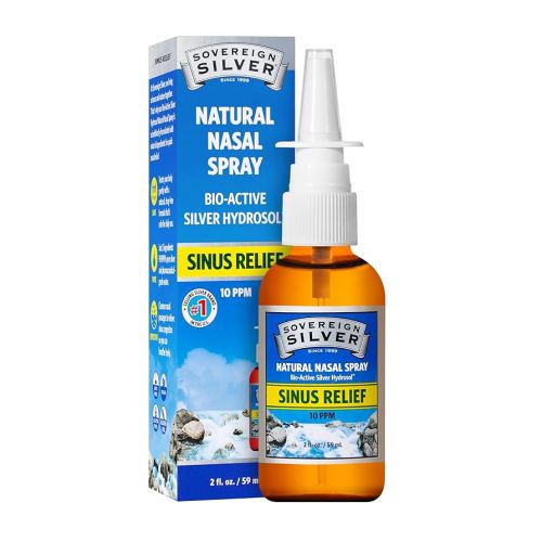 Sovereign Silver Natural Nasal Spray - Colloidal Silver Nasal Spray, Bio Active Nose Mist for Sinus Congestion and Immune Support, Adults and Kids, 10 ppm - 2 fl oz (59mL)