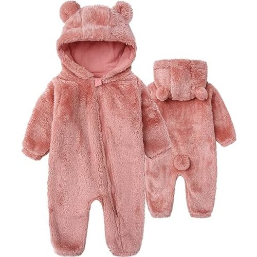 Newborn Baby Jumpsuit Hooded Fleece Rompers Long Sleeve Onesie Outwear Outfits