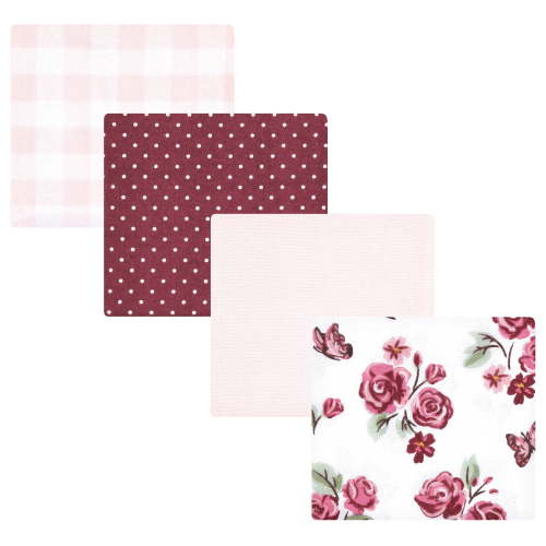 Hudson Baby Infant Girl Cotton Poly Flannel Receiving Blankets, Sweet Roses, One Size