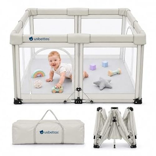 Foldable Baby Playpen, 50"x50", Beige
