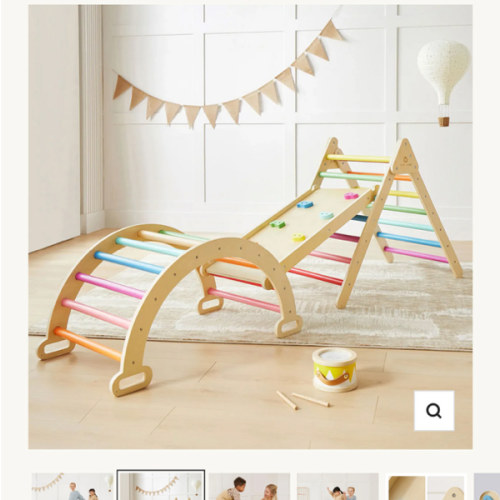 Tiny Land® Pikler Triangle 7-in-1 Montessori Climbing Set